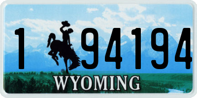 WY license plate 194194