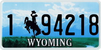 WY license plate 194218