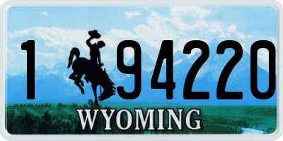 WY license plate 194220