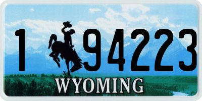 WY license plate 194223
