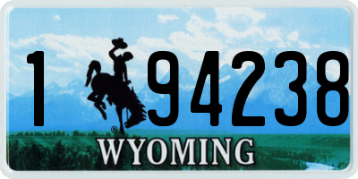 WY license plate 194238