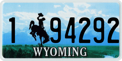WY license plate 194292