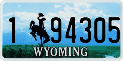 WY license plate 194305