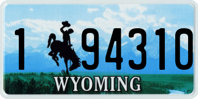 WY license plate 194310