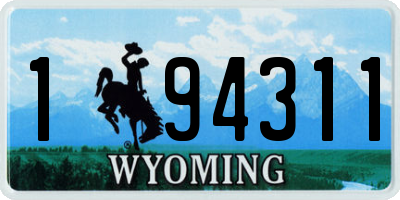 WY license plate 194311