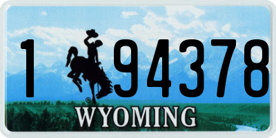 WY license plate 194378