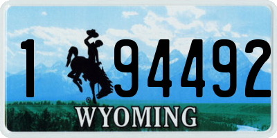 WY license plate 194492