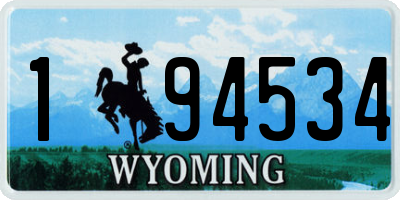 WY license plate 194534