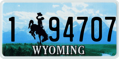 WY license plate 194707