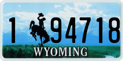 WY license plate 194718