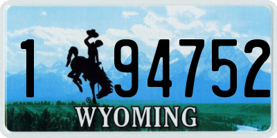 WY license plate 194752