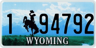 WY license plate 194792
