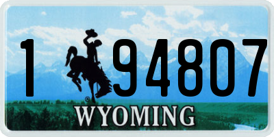 WY license plate 194807