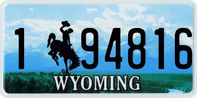 WY license plate 194816