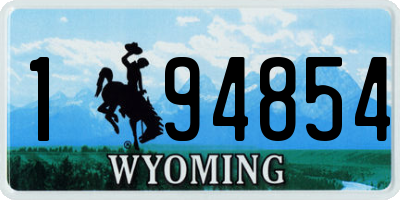 WY license plate 194854