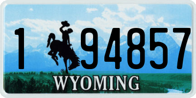 WY license plate 194857