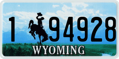 WY license plate 194928