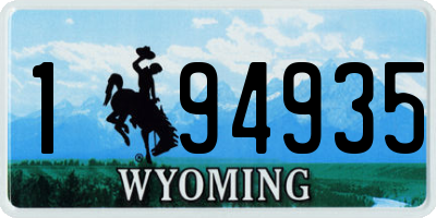 WY license plate 194935