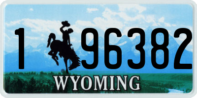 WY license plate 196382