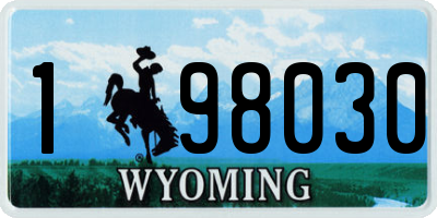 WY license plate 198030