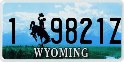 WY license plate 19821Z