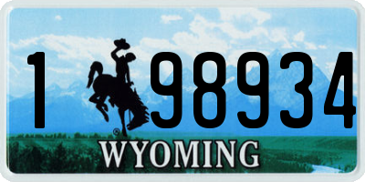 WY license plate 198934
