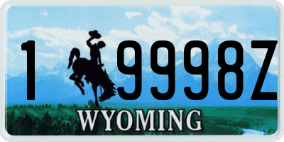 WY license plate 19998Z