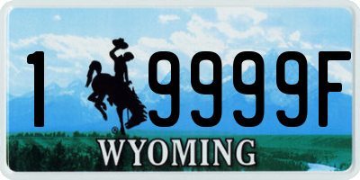 WY license plate 19999F