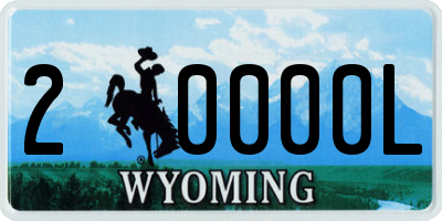 WY license plate 20000L