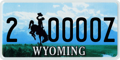 WY license plate 20000Z