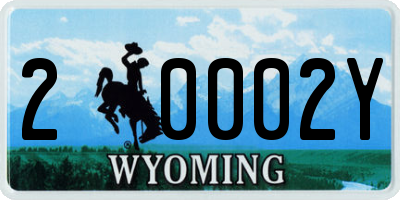 WY license plate 20002Y