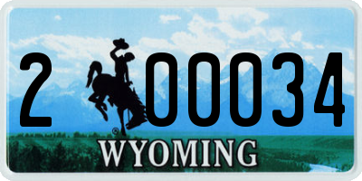WY license plate 200034