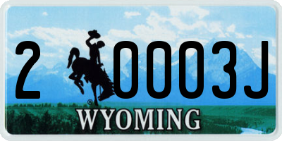WY license plate 20003J