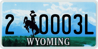 WY license plate 20003L