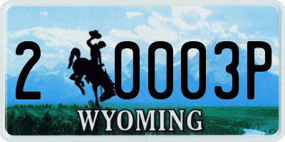 WY license plate 20003P