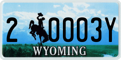 WY license plate 20003Y