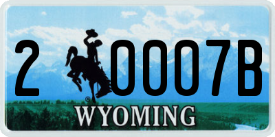 WY license plate 20007B