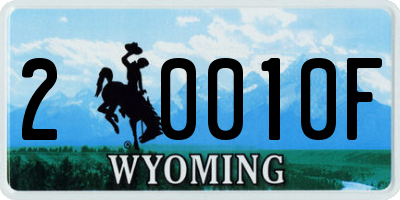 WY license plate 20010F
