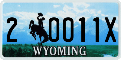 WY license plate 20011X