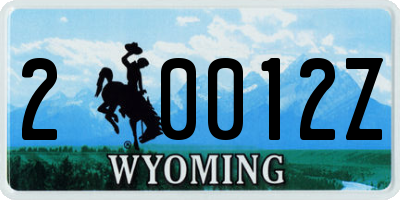 WY license plate 20012Z