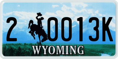 WY license plate 20013K