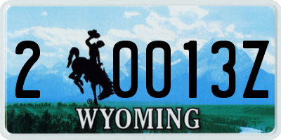 WY license plate 20013Z