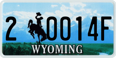 WY license plate 20014F