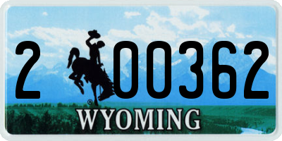 WY license plate 200362