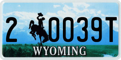 WY license plate 20039T