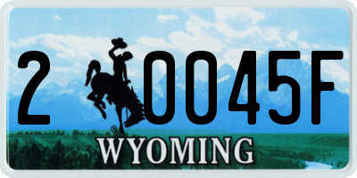 WY license plate 20045F