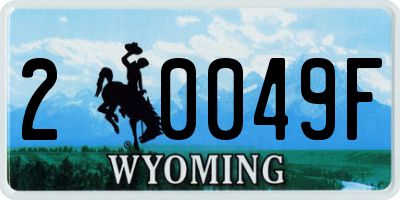 WY license plate 20049F