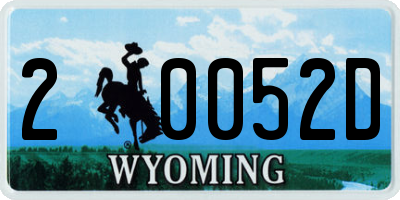 WY license plate 20052D