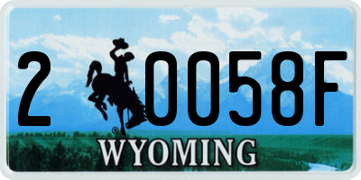 WY license plate 20058F