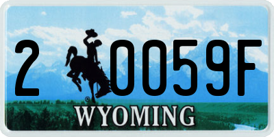 WY license plate 20059F